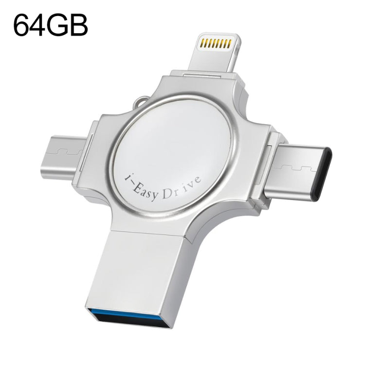 Clé USB 4 en 1 USB 2.0, 8 broches, Micro USB et USB-C / Type-C RQW-11S 64 Go, RQW-11S