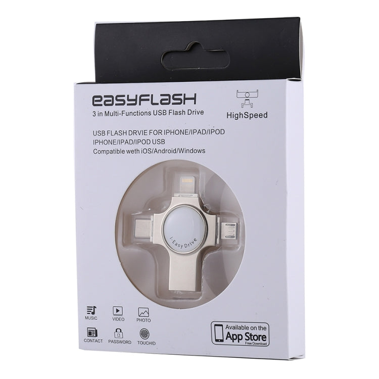 Clé USB 4 en 1 USB 2.0, 8 broches, Micro USB et USB-C / Type-C RQW-11S 64 Go, RQW-11S