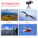 Objectif universel 18X Téléobjectif 3 en 1 + Trépied + Clip pour téléphone portable, APL-T18ZJ