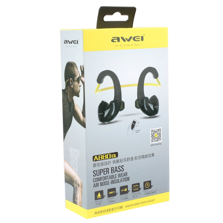 AWEI A880BL Écouteurs Stéréo sans Fil Bluetooth CSR4.1 Sports Étanches avec Fonction NFC, A880BL