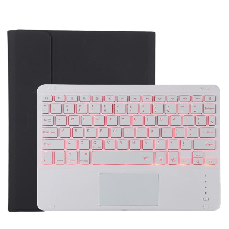 TG11BCS Étui pour tablette en cuir microfibre avec clavier Bluetooth détachable blanc pour iPad Pro 11 pouces (2020), avec rétroéclairage et pavé tactile et fente pour stylet et support, clavier blanc