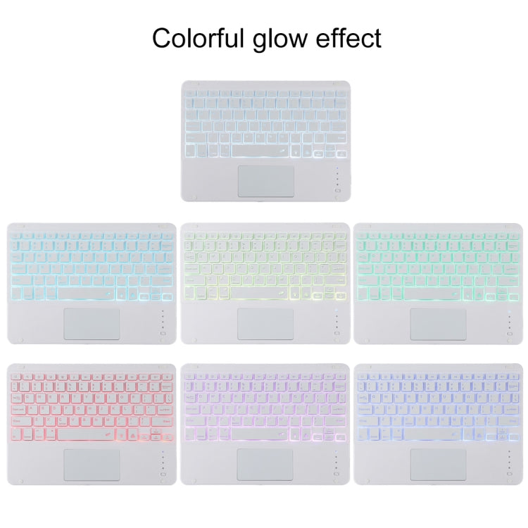 TG11BCS Étui pour tablette en cuir microfibre avec clavier Bluetooth détachable blanc pour iPad Pro 11 pouces (2020), avec rétroéclairage et pavé tactile et fente pour stylet et support, clavier blanc