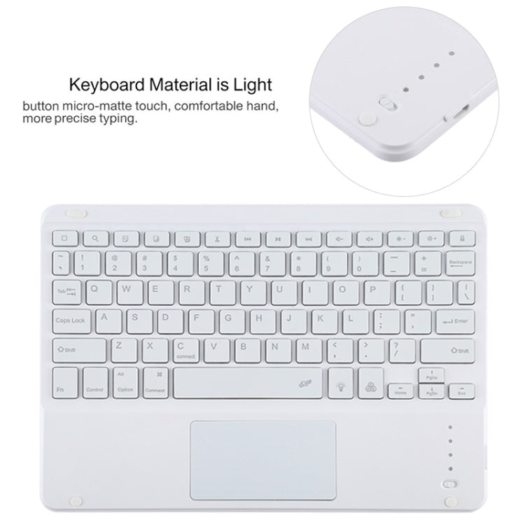 TG11BCS Étui pour tablette en cuir microfibre avec clavier Bluetooth détachable blanc pour iPad Pro 11 pouces (2020), avec rétroéclairage et pavé tactile et fente pour stylet et support, clavier blanc