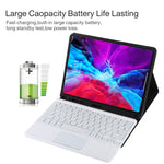 TG11BCS Étui pour tablette en cuir microfibre avec clavier Bluetooth détachable blanc pour iPad Pro 11 pouces (2020), avec rétroéclairage et pavé tactile et fente pour stylet et support, clavier blanc