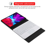 TG11BCS Étui pour tablette en cuir microfibre avec clavier Bluetooth détachable blanc pour iPad Pro 11 pouces (2020), avec rétroéclairage et pavé tactile et fente pour stylet et support, clavier blanc