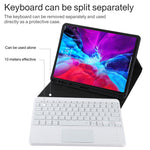 TG11BCS Étui pour tablette en cuir microfibre avec clavier Bluetooth détachable blanc pour iPad Pro 11 pouces (2020), avec rétroéclairage et pavé tactile et fente pour stylet et support, clavier blanc