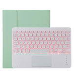 TG11BCS Étui pour tablette en cuir microfibre avec clavier Bluetooth détachable blanc pour iPad Pro 11 pouces (2020), avec rétroéclairage et pavé tactile et fente pour stylet et support, clavier blanc