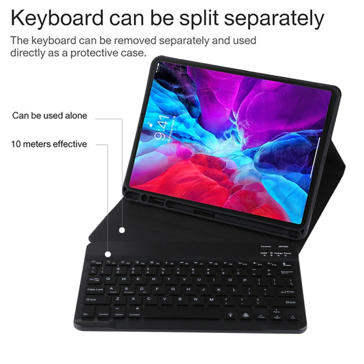 Clavier Bluetooth détachable TG11BS noir + étui en cuir microfibre pour tablette iPad Pro 11 pouces (2020), avec rétroéclairage et fente pour stylet et support, clavier noir