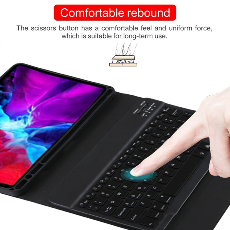 Clavier Bluetooth détachable TG11BS noir + étui en cuir microfibre pour tablette iPad Pro 11 pouces (2020), avec rétroéclairage et fente pour stylet et support, clavier noir