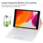 TG-102BC Detachable Bluetooth White Keyboard + Microfiber Leather Tablet Case for iPad 10.2 inch / iPad Air (2019), with Touch Pad & Pen Slot & Holder, White Keyboard