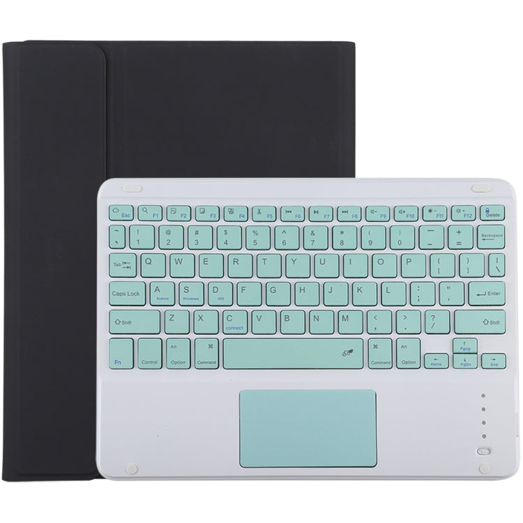 Clavier Bluetooth détachable TG-102BC vert + étui de tablette en cuir microfibre pour iPad 10,2 pouces / iPad Air (2019), avec pavé tactile, fente et support pour stylet, clavier vert