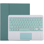 Clavier Bluetooth détachable TG-102BC vert + étui de tablette en cuir microfibre pour iPad 10,2 pouces / iPad Air (2019), avec pavé tactile, fente et support pour stylet, clavier vert