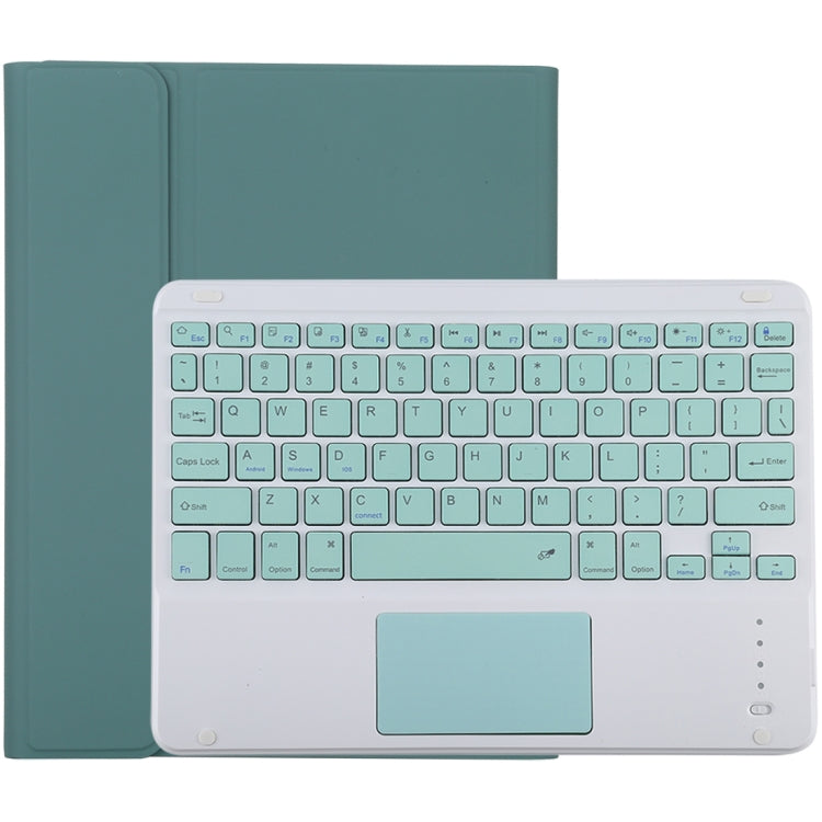 Clavier Bluetooth détachable TG-102BC vert + étui de tablette en cuir microfibre pour iPad 10,2 pouces / iPad Air (2019), avec pavé tactile, fente et support pour stylet, clavier vert
