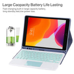 Clavier Bluetooth détachable TG-102BC vert + étui de tablette en cuir microfibre pour iPad 10,2 pouces / iPad Air (2019), avec pavé tactile, fente et support pour stylet, clavier vert