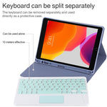 Clavier Bluetooth détachable TG-102BC vert + étui de tablette en cuir microfibre pour iPad 10,2 pouces / iPad Air (2019), avec pavé tactile, fente et support pour stylet, clavier vert