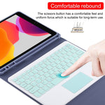 Clavier Bluetooth détachable TG-102BC vert + étui de tablette en cuir microfibre pour iPad 10,2 pouces / iPad Air (2019), avec pavé tactile, fente et support pour stylet, clavier vert