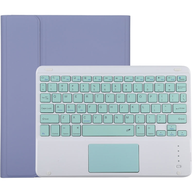 Clavier Bluetooth détachable TG-102BC vert + étui de tablette en cuir microfibre pour iPad 10,2 pouces / iPad Air (2019), avec pavé tactile, fente et support pour stylet, clavier vert