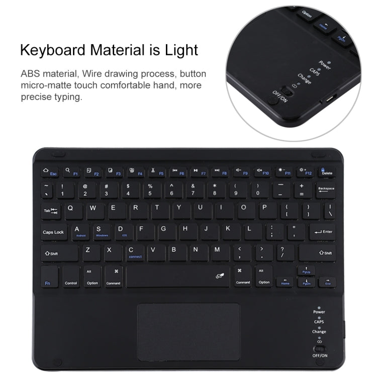 TG97BC Clavier Bluetooth détachable noir + étui pour tablette en cuir microfibre pour iPad 9,7 pouces, avec pavé tactile et fente et support pour stylo, TG97BC