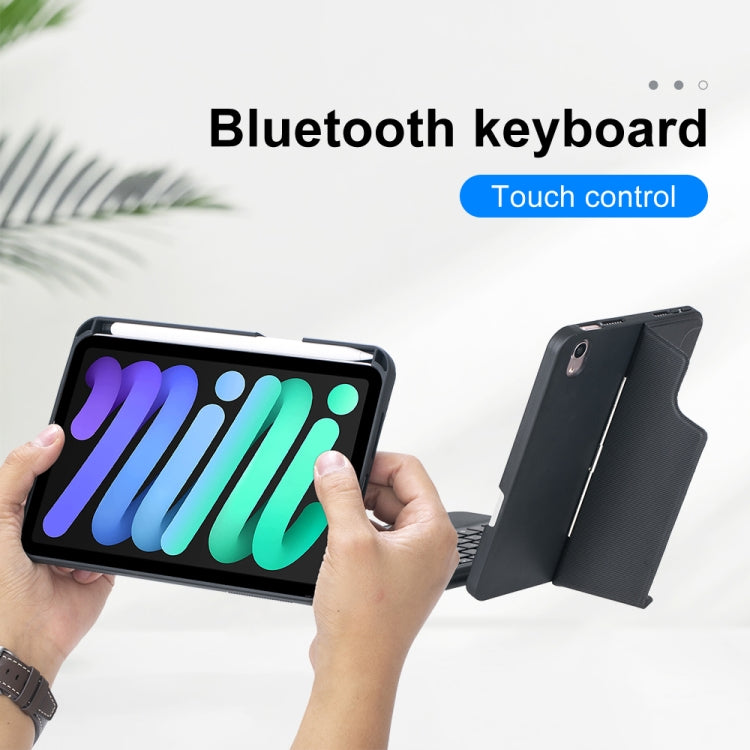 T06-AS Pour iPad mini6 / mini 7 Clavier Bluetooth tactile rétroéclairé type séparable Étui en cuir, T06-AS
