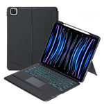 T129-AS Pour iPad Air 13 2025 / Pro 12.9 2022 / 2021 / 2020 / 2018 Clavier Bluetooth Tactile Rétroéclairé Dédoublable avec Étui en Cuir, T129-AS