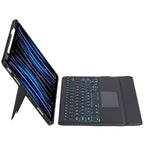 T129-AS Pour iPad Air 13 2025 / Pro 12.9 2022 / 2021 / 2020 / 2018 Clavier Bluetooth Tactile Rétroéclairé Dédoublable avec Étui en Cuir, T129-AS