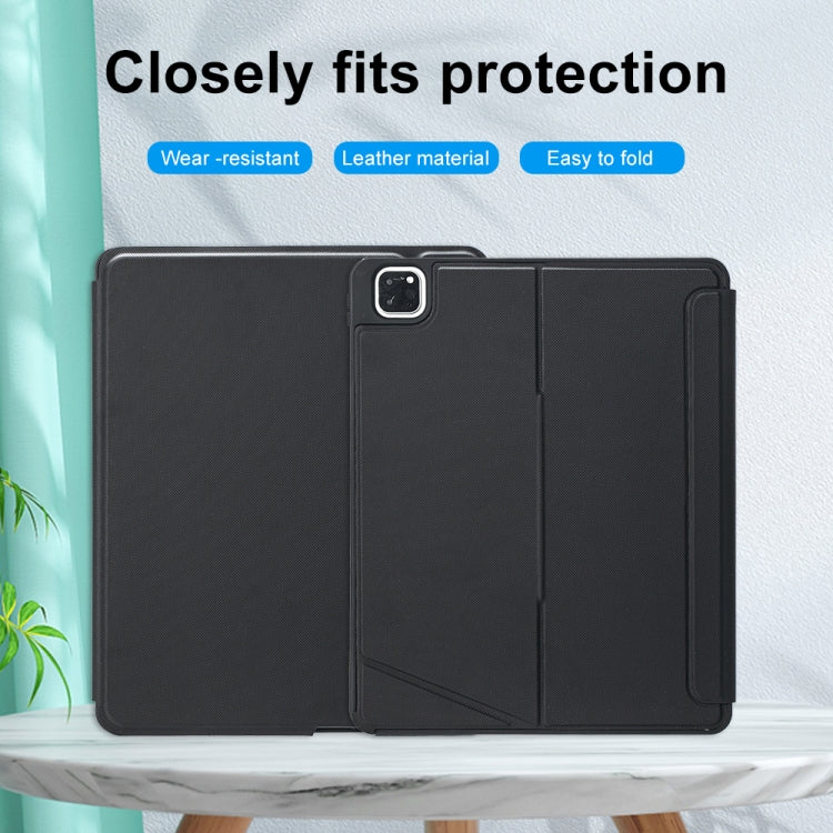 T129-AS Pour iPad Air 13 2025 / Pro 12.9 2022 / 2021 / 2020 / 2018 Clavier Bluetooth Tactile Rétroéclairé Dédoublable avec Étui en Cuir, T129-AS