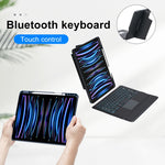 T129-AS Pour iPad Air 13 2025 / Pro 12.9 2022 / 2021 / 2020 / 2018 Clavier Bluetooth Tactile Rétroéclairé Dédoublable avec Étui en Cuir, T129-AS