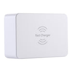 WLX-818F Chargeur 6-en-1 10W QC3.0 sans fil + USB-C / Type-C + 4 ports USB avec écran LCD intelligent, prise EU / AU, prise EU / AU (blanc)