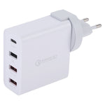 A3P 3A Chargeur de Voyage Mural 4 Ports USB-C / Type-C + QC3.0 + Dual USB à Sortie Maximale, Fiche EU