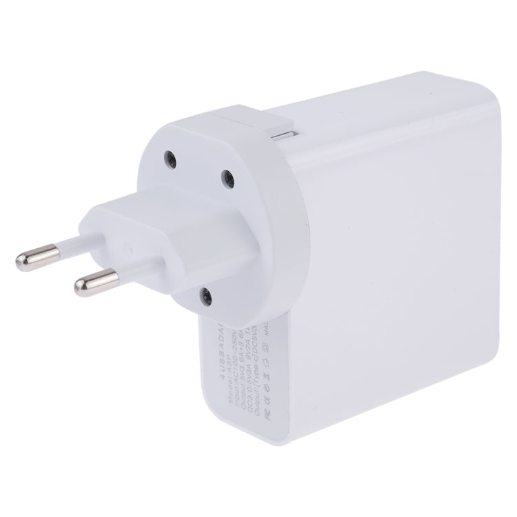 A3P 3A Chargeur de Voyage Mural 4 Ports USB-C / Type-C + QC3.0 + Dual USB à Sortie Maximale, Fiche EU