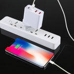 A3P 3A Chargeur de Voyage Mural 4 Ports USB-C / Type-C + QC3.0 + Dual USB à Sortie Maximale, Fiche EU