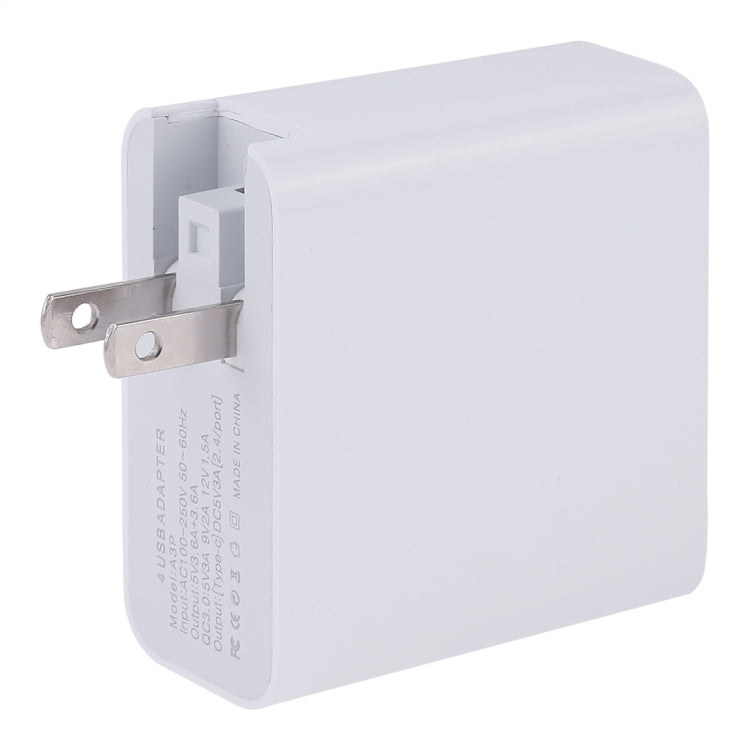 Chargeur mural de voyage 4 ports USB A3P 3A Max Output USB-C / Type-C + QC3.0 + double USB, prise américaine
