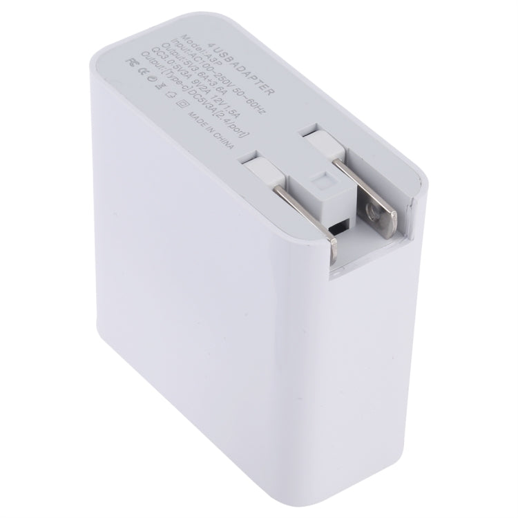 Chargeur mural de voyage 4 ports USB A3P 3A Max Output USB-C / Type-C + QC3.0 + double USB, prise américaine