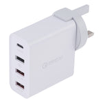 A3P Chargeur mural de voyage 4 ports USB (USB-C / Type-C + QC3.0 + double USB) avec sortie maximale 3A, prise UK, prise UK