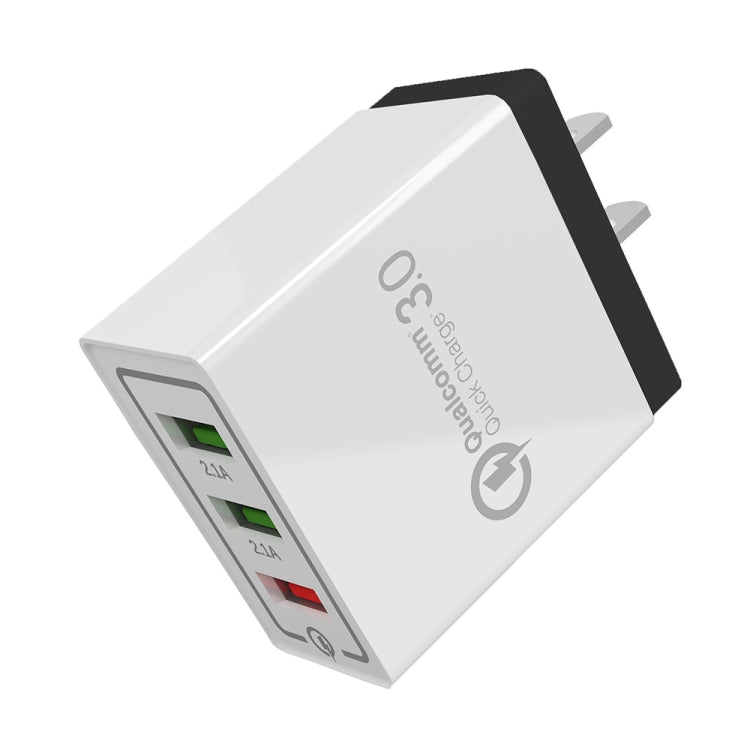 Chargeur rapide de voyage AR-QC-03 2.1A 3 ports USB, prise US, AR-QC-03 US, AR-QC-03 Prise US bleue