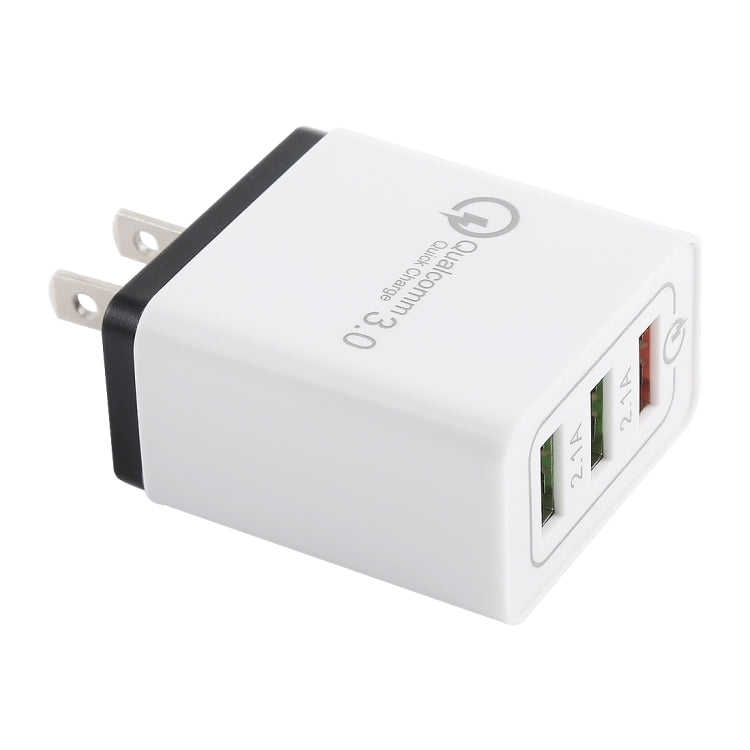 Chargeur rapide de voyage AR-QC-03 2.1A 3 ports USB, prise US, AR-QC-03 US, AR-QC-03 Prise US bleue