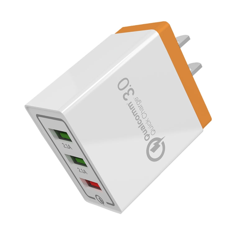 Chargeur rapide de voyage AR-QC-03 2.1A 3 ports USB, prise US, AR-QC-03 US, AR-QC-03 Prise US bleue