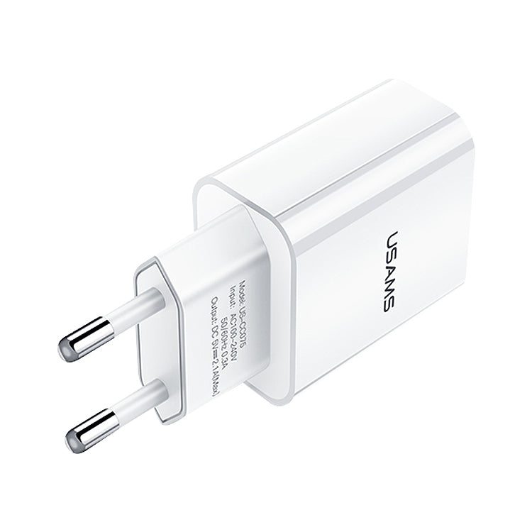 USAMS US-CC075 T18 Chargeur de voyage USB simple 2.1A, prise EU, prise EU