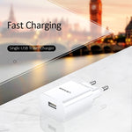 USAMS US-CC075 T18 Chargeur de voyage USB simple 2.1A, prise EU, prise EU