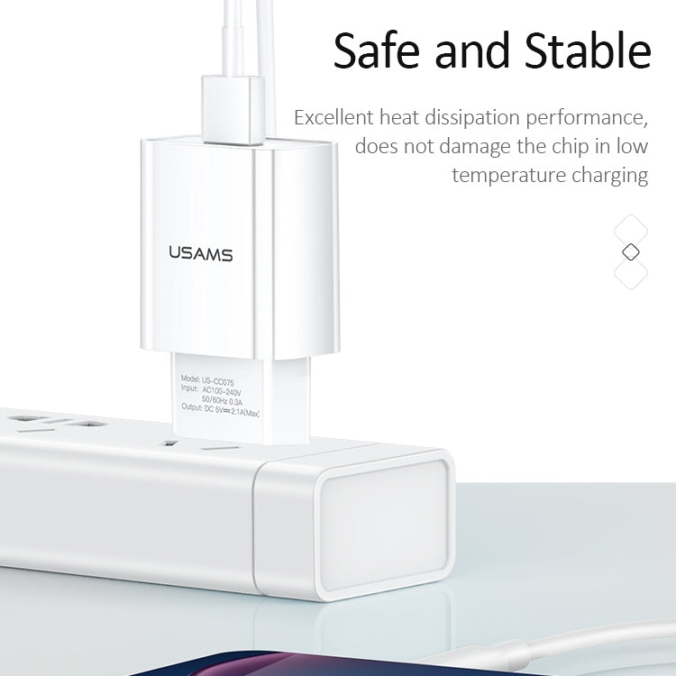 USAMS US-CC075 T18 Chargeur de voyage USB simple 2.1A, prise EU, prise EU