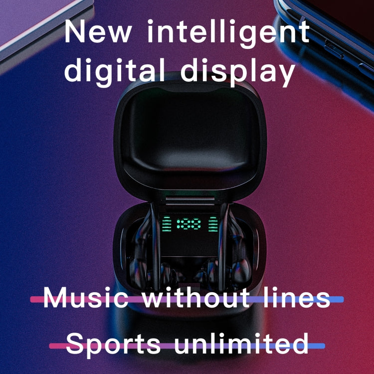 258 écouteurs Bluetooth sans fil avec boîte de chargement et affichage numérique, prise en charge tactile, appels HD, assistant vocal et NFC, MD03 noir, 258 blanc