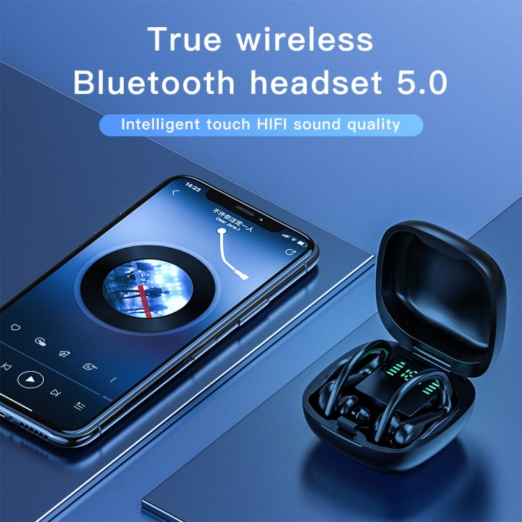 258 écouteurs Bluetooth sans fil avec boîte de chargement et affichage numérique, prise en charge tactile, appels HD, assistant vocal et NFC, MD03 noir, 258 blanc