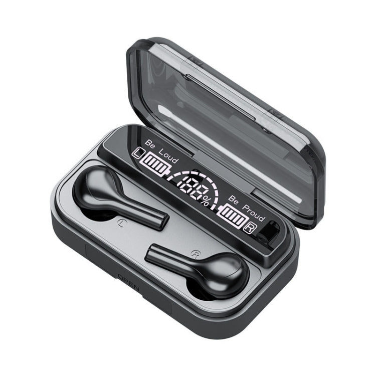 Écouteurs Bluetooth tactiles TWS 278 à suppression de bruit externe avec boîte de chargement, prise en charge de l'affichage numérique de l'alimentation LED et des lumières respiratoires et des appels et de l'assistant vocal, 278 noir, 278 blanc