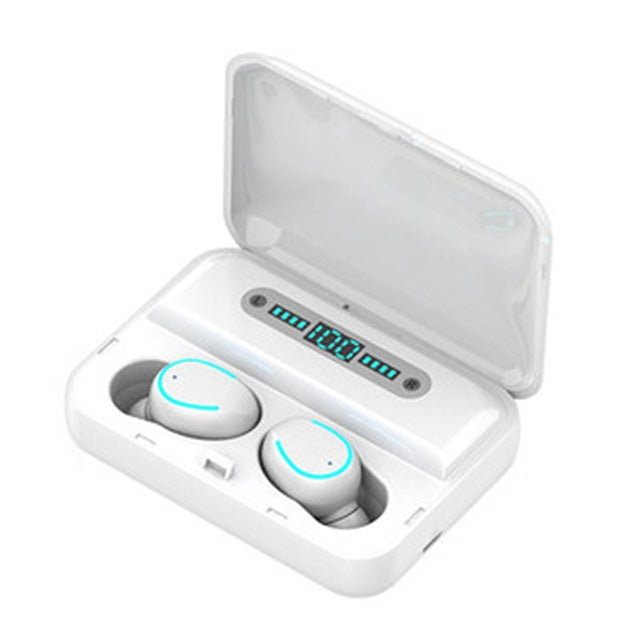 Écouteur Bluetooth tactile intelligent à réduction de bruit F9-5 avec boîtier de charge, supporte l'affichage LED d'alimentation à trois écrans, appel HD, batterie externe et Siri, F9-5 Noir, F9-5 Blanc