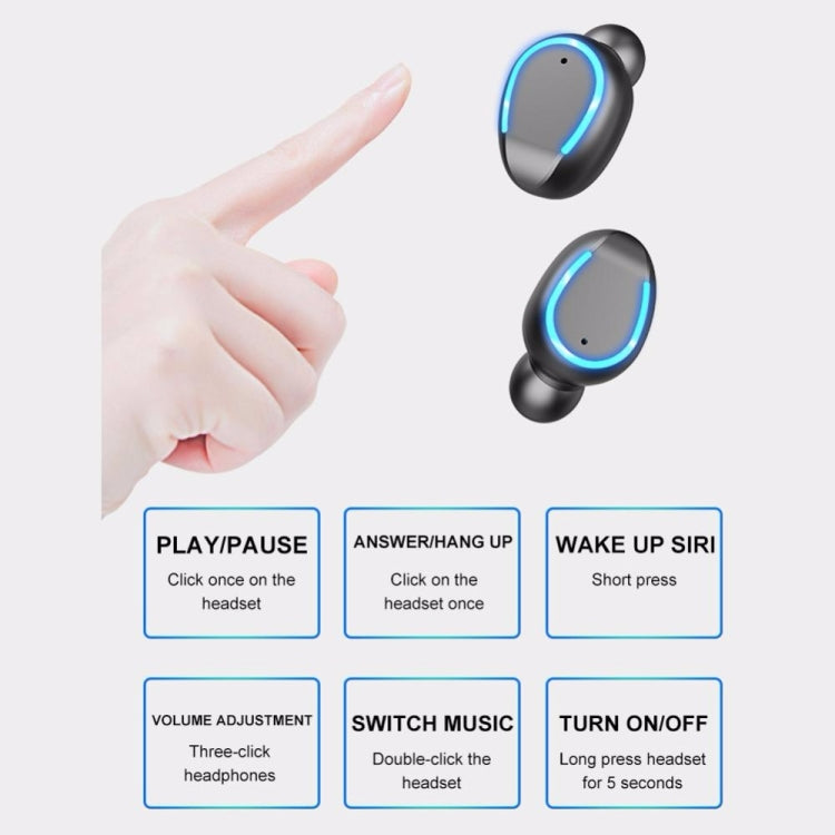Écouteur Bluetooth tactile intelligent à réduction de bruit F9-5 avec boîtier de charge, supporte l'affichage LED d'alimentation à trois écrans, appel HD, batterie externe et Siri, F9-5 Noir, F9-5 Blanc