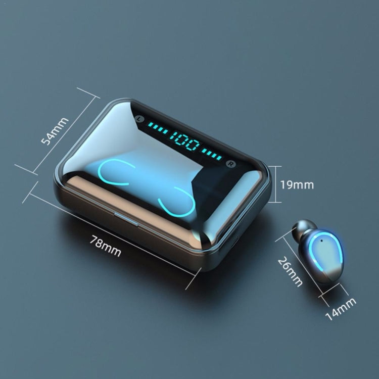 Écouteur Bluetooth tactile intelligent à réduction de bruit F9-5 avec boîtier de charge, supporte l'affichage LED d'alimentation à trois écrans, appel HD, batterie externe et Siri, F9-5 Noir, F9-5 Blanc