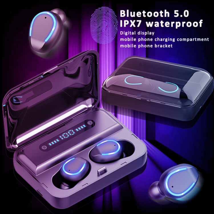Écouteur Bluetooth tactile intelligent à réduction de bruit F9-5 avec boîtier de charge, supporte l'affichage LED d'alimentation à trois écrans, appel HD, batterie externe et Siri, F9-5 Noir, F9-5 Blanc