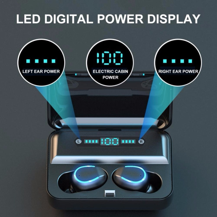 Écouteur Bluetooth tactile intelligent à réduction de bruit F9-5 avec boîtier de charge, supporte l'affichage LED d'alimentation à trois écrans, appel HD, batterie externe et Siri, F9-5 Noir, F9-5 Blanc