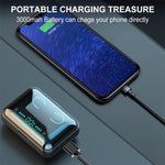 Écouteur Bluetooth tactile intelligent à réduction de bruit F9-5 avec boîtier de charge, supporte l'affichage LED d'alimentation à trois écrans, appel HD, batterie externe et Siri, F9-5 Noir, F9-5 Blanc