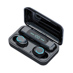 Écouteur Bluetooth TWS F9-9 CVC8.0 à réduction de bruit avec boîte de chargement, support effet d’éclairage tactile & affichage LED batterie à trois écrans & batterie externe & support téléphone & appel HD & assistant vocal, F9-9 noir